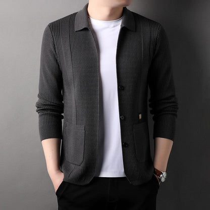 🔥2025 New products🔥Men's Lapel Knitted Long Sleeve Coat